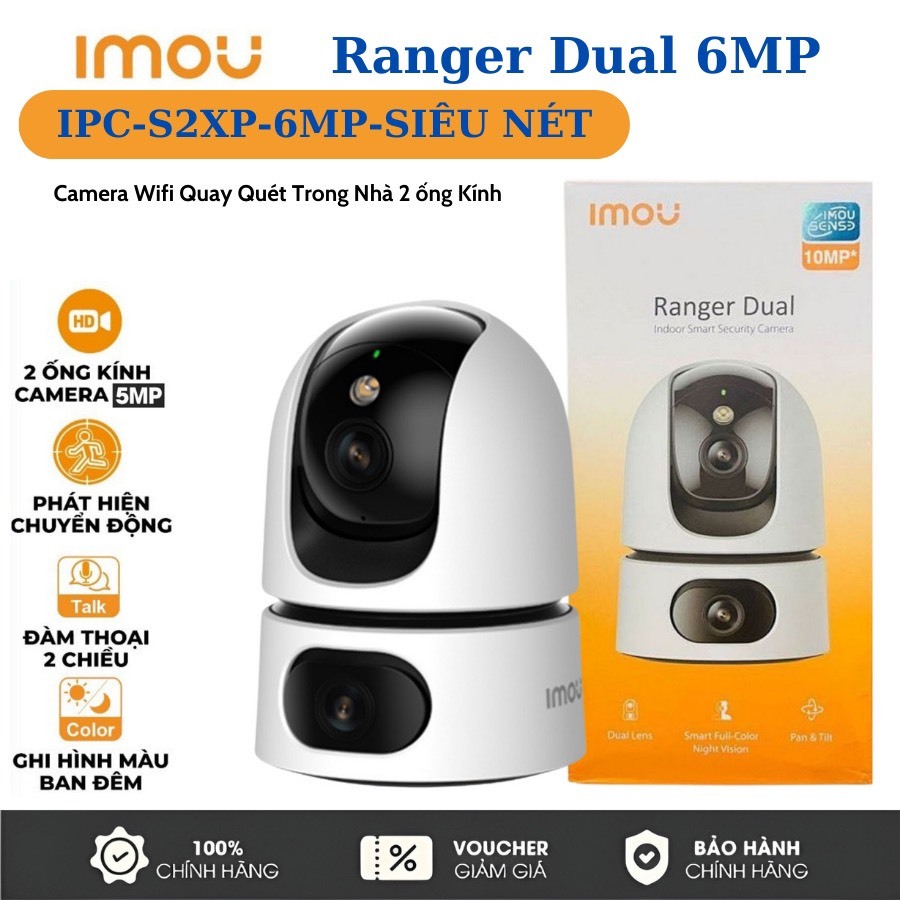 Camera Wifi IMOU 2 Mắt Ranger Dual Pro S2XEP 6MP/10MP, S2XP, Xoay 360 Độ, Đàm Thoại 2 Chiều, Có Màu Ban Đêm | BigBuy360 - bigbuy360.vn