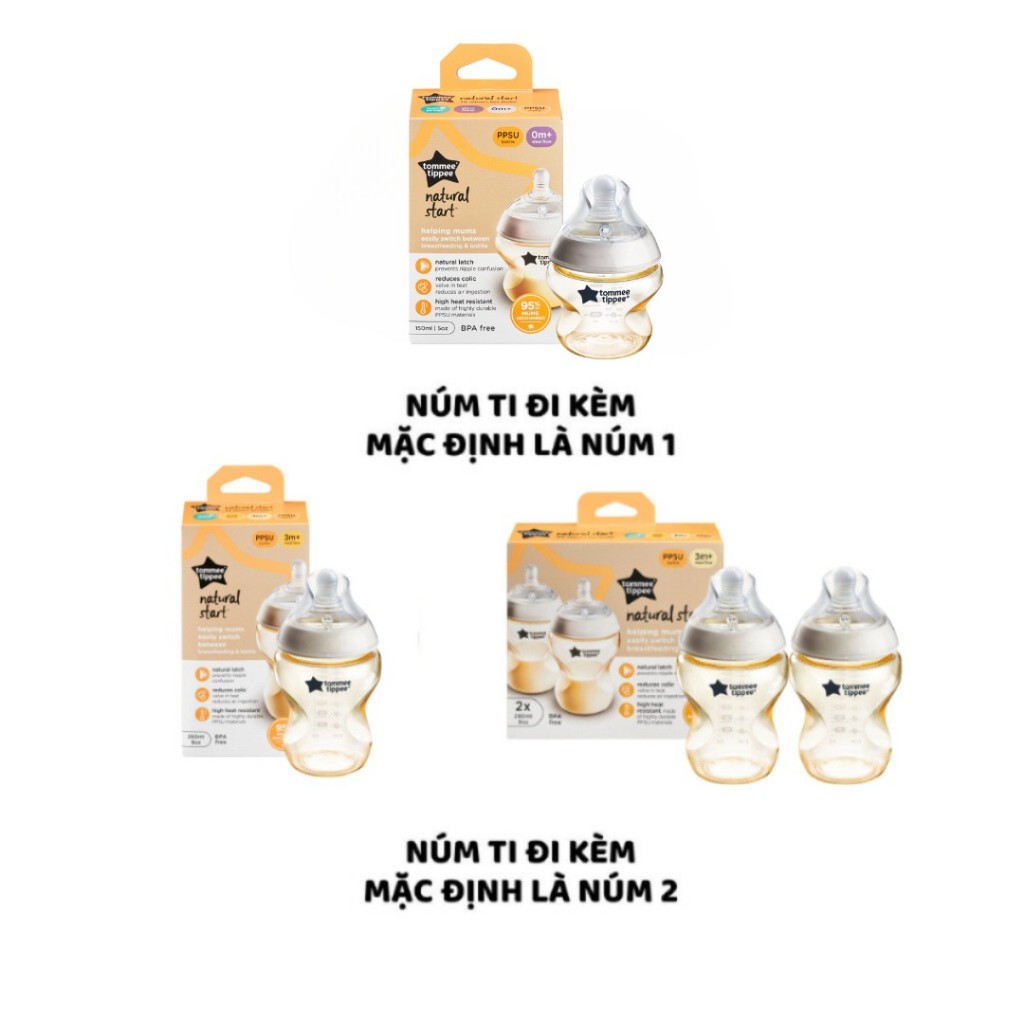 Ảnh Bình Sữa PPSU Ty Siêu Mềm Tự Nhiên Tommee Tippee Natural Start 150ml, Núm Ty Của Bình 0-3 Tháng 2