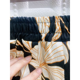 [JUNE LINEN] S16. Set Linen tưng cao cấp Họa tiết. Chân váy xòe có túi sườn mix áo cổ tim.