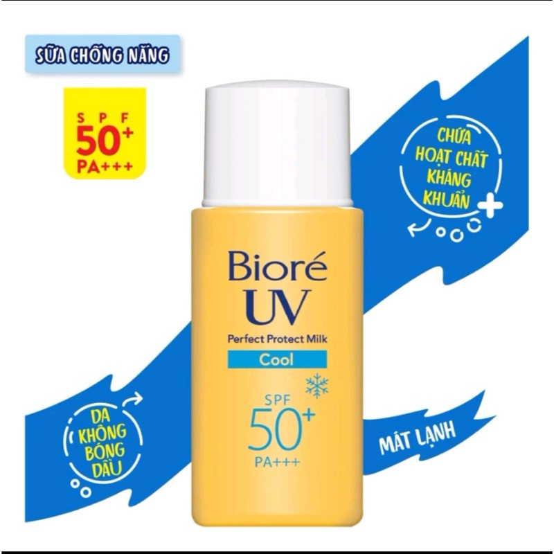 Sữa Chống Nắng Mát Lạnh , Dưỡng Âm, Dưỡng Trắng Bioré UV Perfect Protect Milk SPF50 PA+++ 25ml