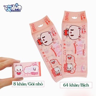 Bịch 8 Gói 64 Tờ Khăn Giấy Ướt Mini Bỏ Túi Đi Chơi Du Lịch Tiện Ích,Giấy Ướt Mini Nhỏ Gọn Tiện Lợi Siêu Xinh { H }