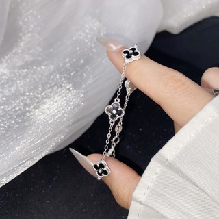 Vòng tay bạc Four Leaf cỏ 4 lá đính đá Bracelet Silver 2186
