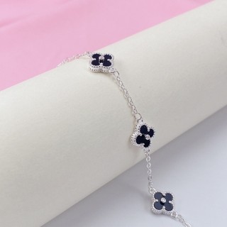 Vòng tay bạc Four Leaf cỏ 4 lá đính đá Bracelet Silver 2186