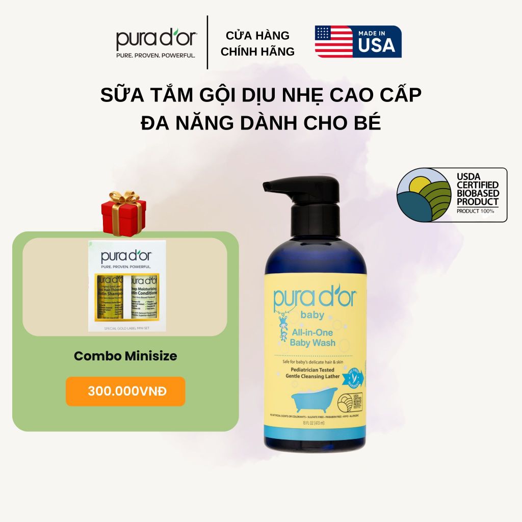 Sữa tắm gội dịu nhẹ cao cấp đa năng dành cho bé PURA D'OR AllinOne