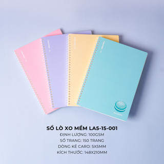 Sổ Lò Xo A5 Kẻ Caro CLASSMATE MACARONS 150 Trang- 100gsm, Thiết Kế Lò Xo Mềm Không Cấn Tay, Bìa Màu Pastel 15-030A5