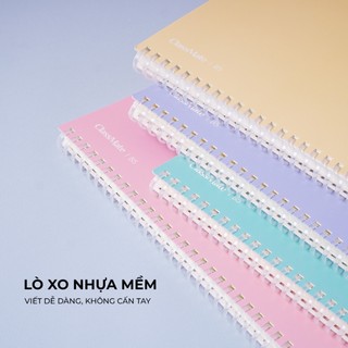 Sổ Lò Xo Kẻ Caro A5/B5 150 Trang MACARON- 100gsm,  Sổ Lò Xo Nhựa Mềm An Toàn Giấy Tráng Keo Không Lem 15-030A5/B5
