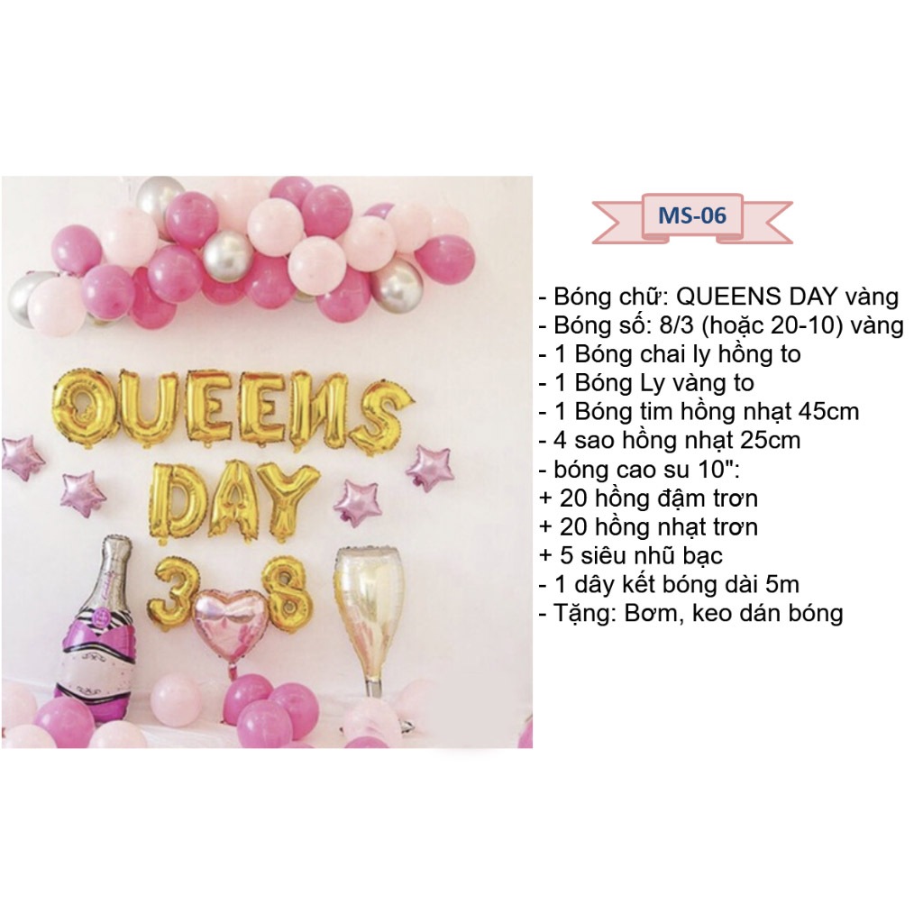 Product image SET BÓNG trang trí valentine 14/2 , 8/3, 20/10, ngày kỉ niệm, ngày phụ nữ happy women's day, Happy Anniversary Set 8/3 (20/10)-MS6