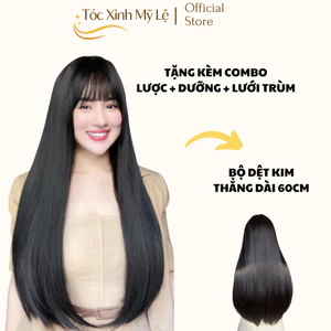 MK007_Tóc giả dệt kim thẳng nguyên đầu dài 60cm [Kèm combo phụ kiện]