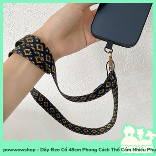 [Sẵn VN - Hỏa Tốc] Dây Đeo Vào Cổ 42cm Phong Cách Thổ Cẩm Buộc Điện Thoại Hoặc Bảng Thẻ Pattern Vintage Retro