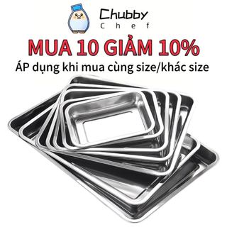 Khay inox đựng thức ăn đáy sâu 4.8cm/ cạn 2cm Chubby Chef đĩa nhà hàng, căng tin, đĩa lớn (18 kích cỡ khác nhau)