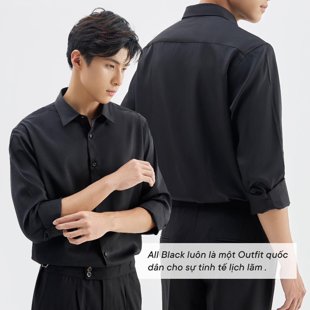 (NEW)Áo sơ mi nam công sở áo sơ mi nam hàn quốc LORDMAN màu trắng xám đen tay dài vải lụa chống nhăn thấm hút mồ hôi tốt