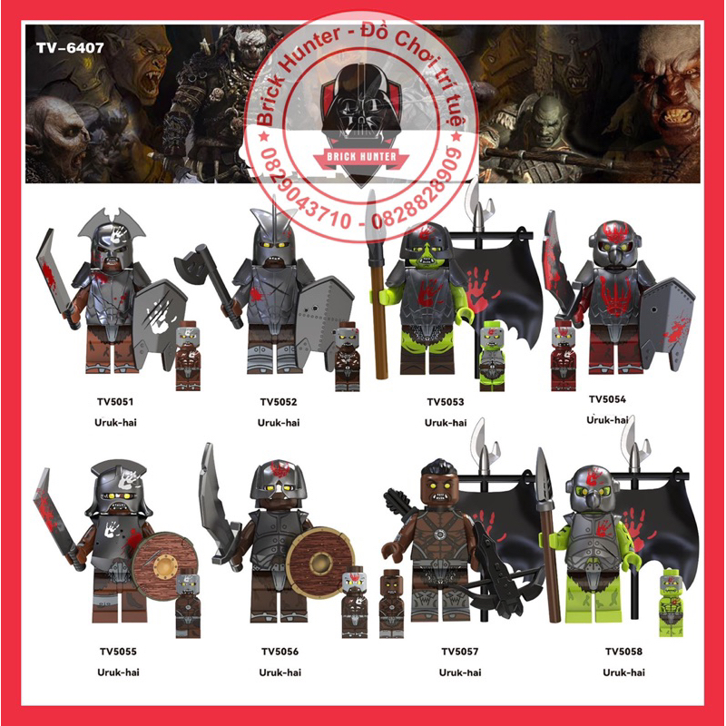 TV 6407 The Lord of the Rings minifigures Uruk hai mô hình lắp tâp nhân ...