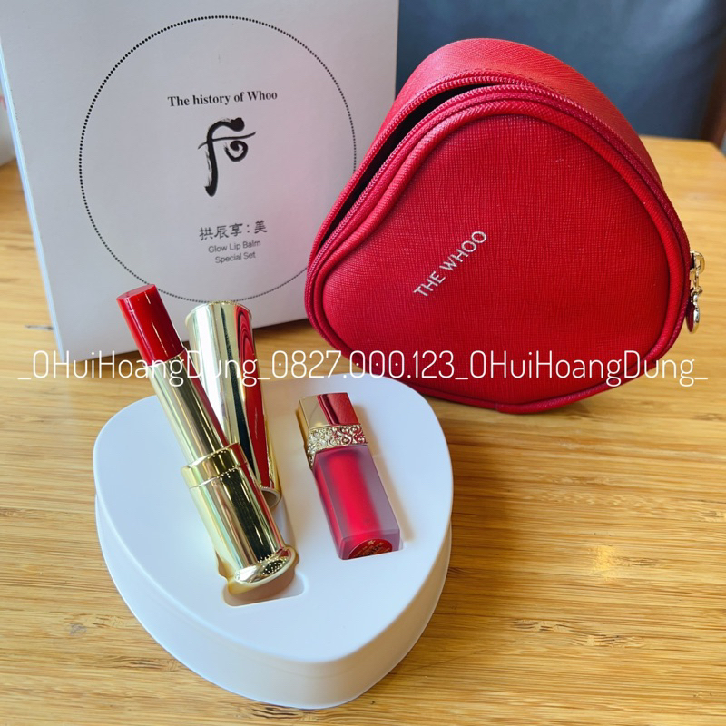 Set Son Dưỡng Whoo Màu Đỏ (Red)/ Đỏ Rượu (Wine Red) Tặng Son Kem Lì Màu ...