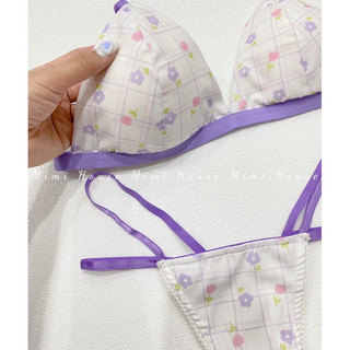 Set bộ đồ lót thô cotton hoa tím dễ thương - Handmade by Mimi house