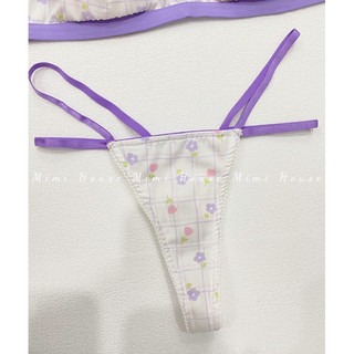 Set bộ đồ lót thô cotton hoa tím dễ thương - Handmade by Mimi house