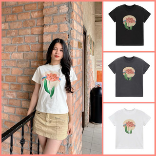 Áo Baby Tee in hình bông hoa Vintage 100% Cotton 2 chiều 240Gsm