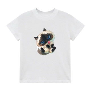 Áo thun Baby tee in hình mèo hoa hồng cổ điển 100% Cotton