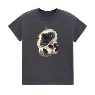 Áo thun Baby tee in hình mèo hoa hồng cổ điển 100% Cotton