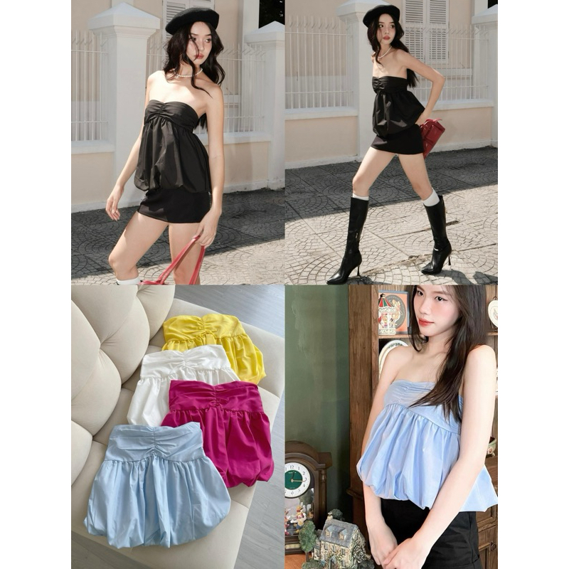 Áo ống nhíu ngực 4 màu xinh xắn Origi top