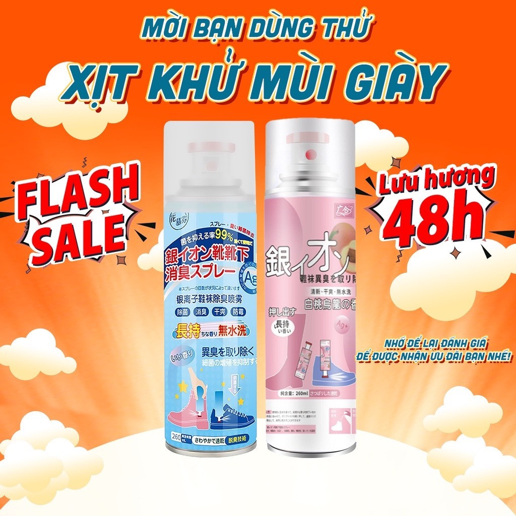Chai xịt khử mùi giày dép NaNo bạc, hương chanh và hương đào xịt khửi mùi hôi chân hiệu quả