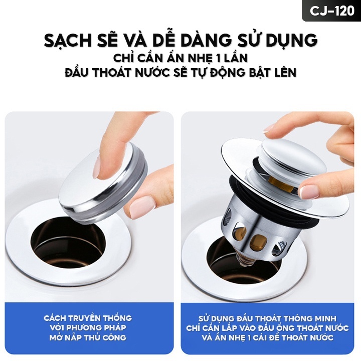 Nút chặn lỗ thoát nước ngăn mùi lọc rác bồn rửa mặt - Nút nhấn xả chậu ...