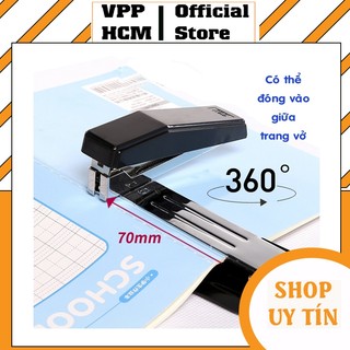 Dập ghim Deli E0414 dập ghim xoay chiều có thể đóng giữa trang vở dùng kim số 3