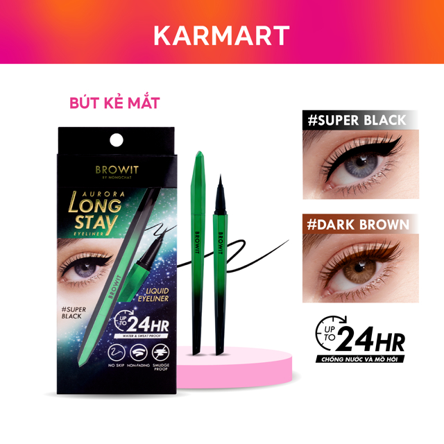 Ảnh Bút Kẻ Mắt Lâu Trôi Siêu Mảnh Browit Không Vón Cục Kẻ Đều Nét Aurora Long Stay Eyeliner 0.5g 2024 1