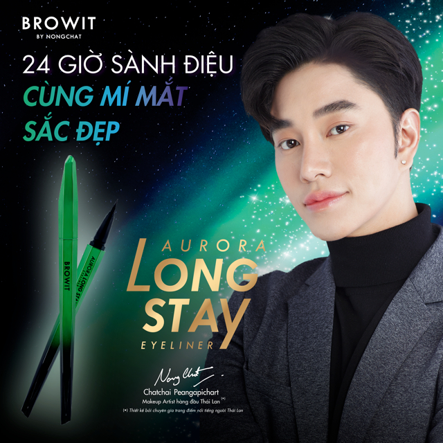 Ảnh Bút Kẻ Mắt Lâu Trôi Siêu Mảnh Browit Không Vón Cục Kẻ Đều Nét Aurora Long Stay Eyeliner 0.5g 2024 3