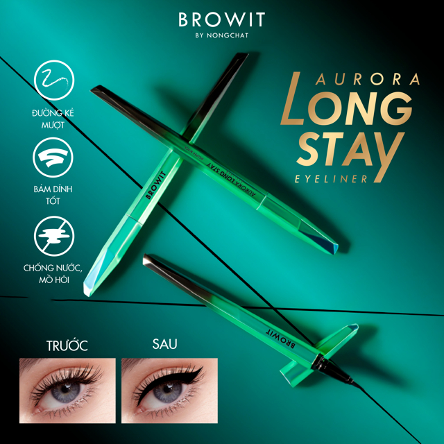 Ảnh Bút Kẻ Mắt Lâu Trôi Siêu Mảnh Browit Không Vón Cục Kẻ Đều Nét Aurora Long Stay Eyeliner 0.5g 2024 4
