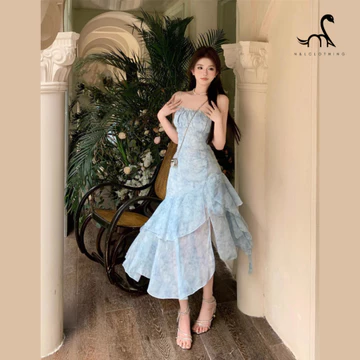 Váy hoa nhí N&L Clothing Váy hai dây dáng dài Váy đi biển Váy tiểu thư Đầm dáng dài phong cách dịu dàng V012