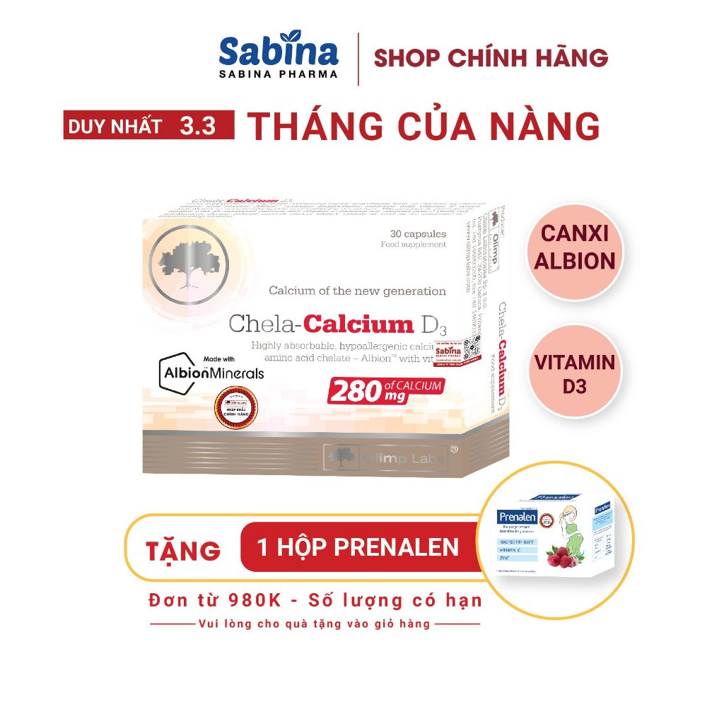 [Chính hãng] Canxi Chela Calcium D3 ( Olimp labs) Canxi cho bà bầu, bổ sung canxi và vitamin D3 36.6g