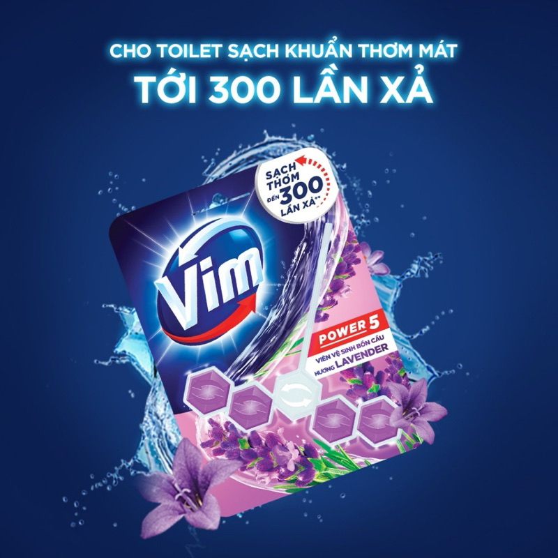 Viên Treo Bồn Cầu VIM POWER 5 sạch khuẩn thơm mát 55g/viên