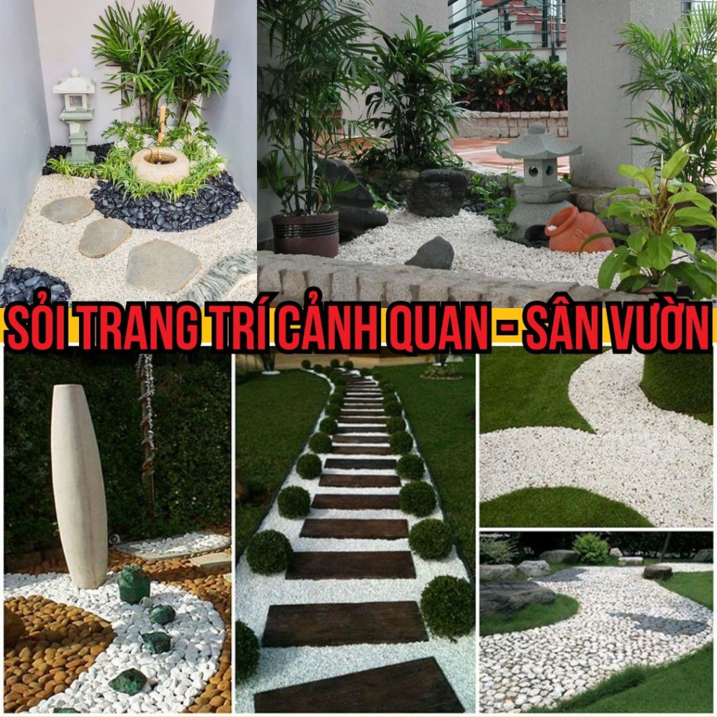 Sỏi trắng bao - Sỏi màu trang trí tiểu cảnh, sân vườn 12kg 15