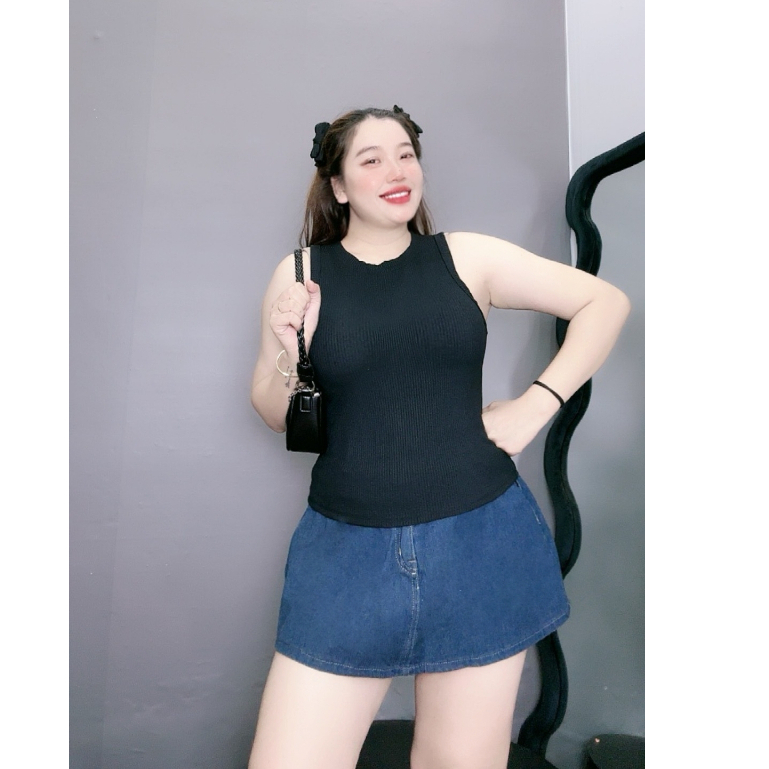 Áo Ba Lỗ Bigsize Nữ Nhiều Màu,Áo Kiểu Croptop Big Size Chất Gân Tăm Giãn Mạnh Form Rộng Mặc Mát G8