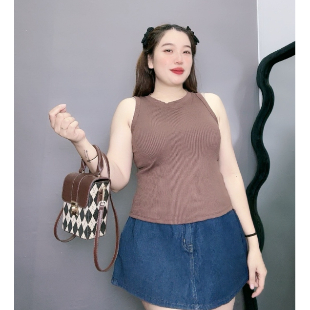 Áo Ba Lỗ Bigsize Nữ Nhiều Màu,Áo Kiểu Croptop Big Size Chất Gân Tăm Giãn Mạnh Form Rộng Mặc Mát G8