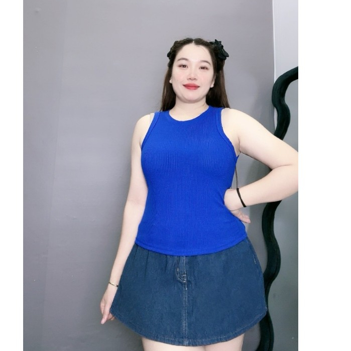 Áo Ba Lỗ Bigsize Nữ Nhiều Màu,Áo Kiểu Croptop Big Size Chất Gân Tăm Giãn Mạnh Form Rộng Mặc Mát G8