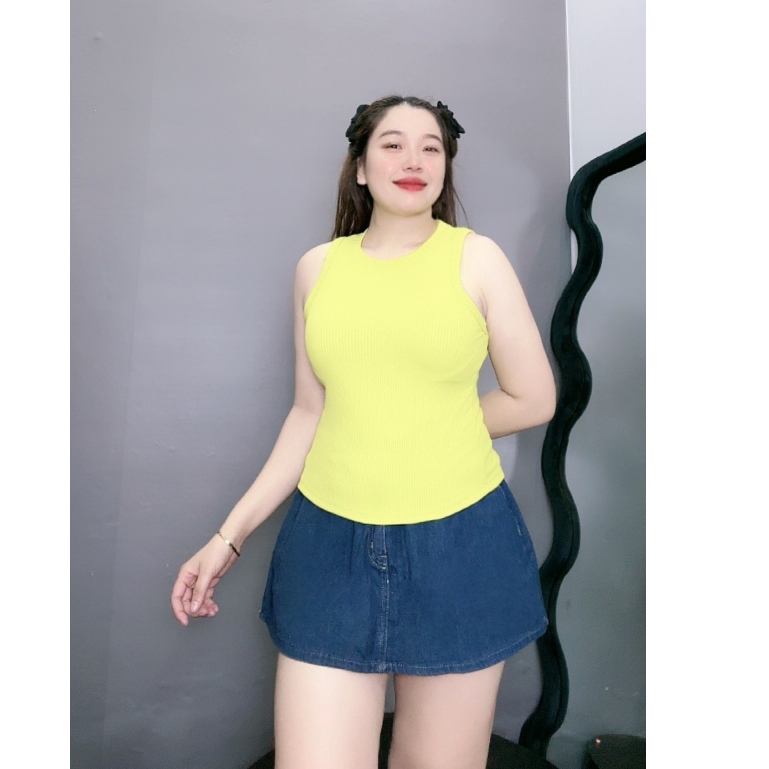 Áo Ba Lỗ Bigsize Nữ Nhiều Màu,Áo Kiểu Croptop Big Size Chất Gân Tăm Giãn Mạnh Form Rộng Mặc Mát G8
