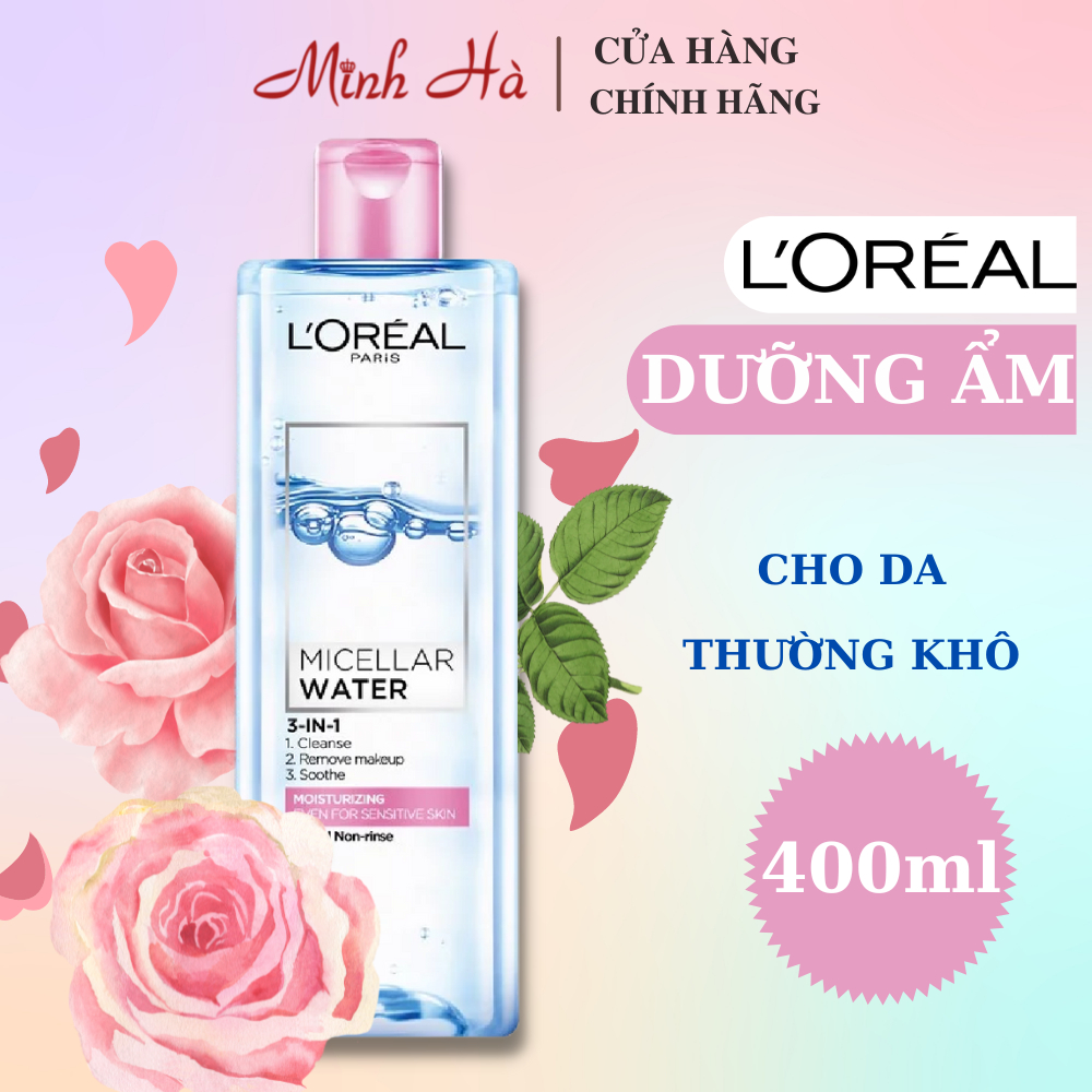 Ảnh Nước tẩy trang Loreal Paris Micellar Water 3-in-1 400ml không chứa cồn làm sạch và mềm da 3