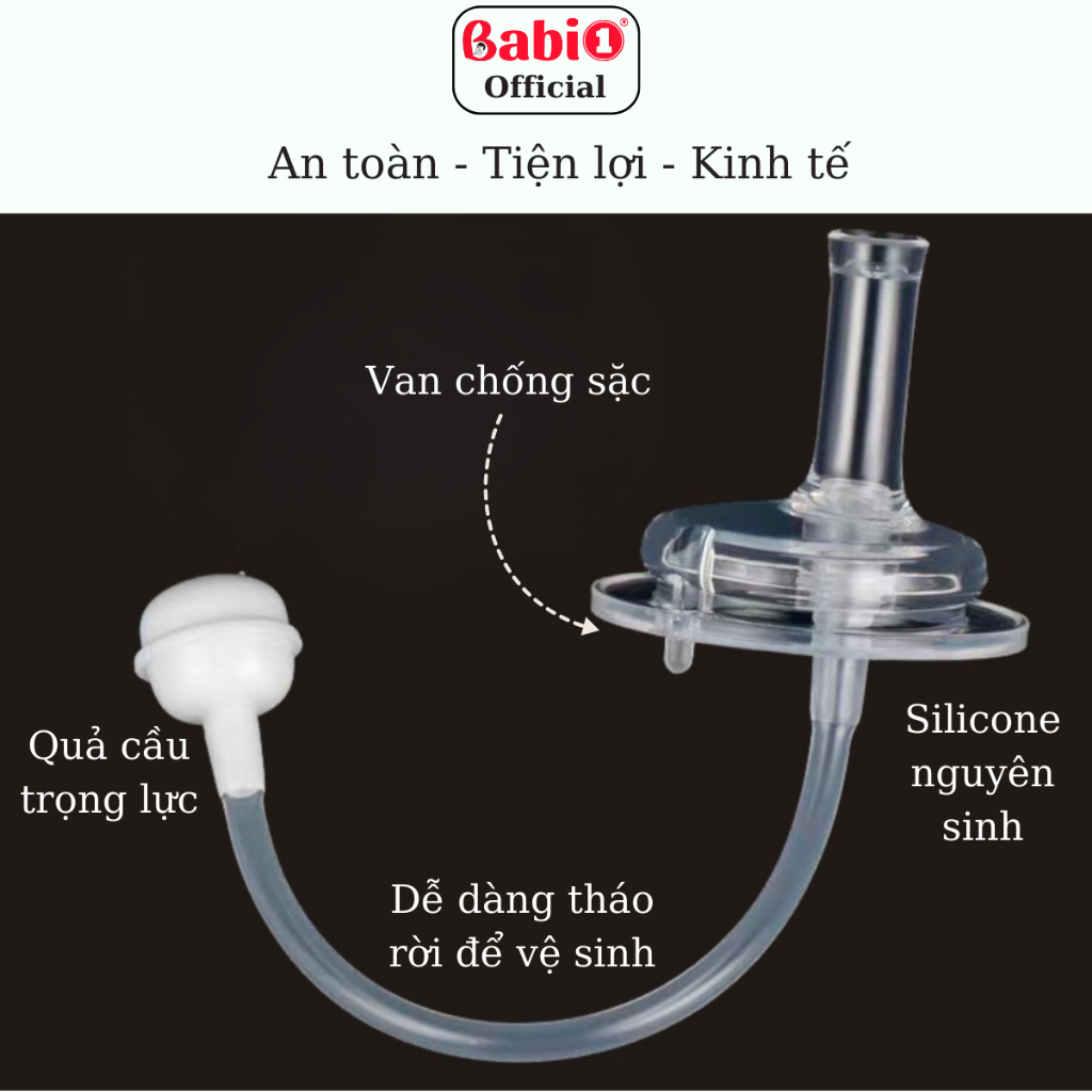 Ống Tập Hút Babi 1 Chống Sặc Silicon Cho Bình Cổ Rộng