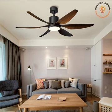 Quạt Trần, Quạt Trần Đèn 6 Cánh Gỗ Động Cơ DC 6 Số 3 Chế Độ Sáng Kèm Khiển Trang Trí Phòng Khách (Bảo Hành 24 Tháng)