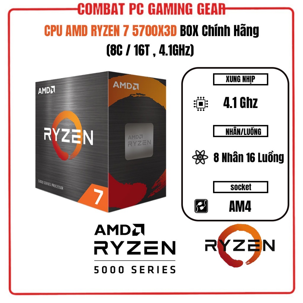 Bộ Vi Xử Lý Cpu Amd Ryzen 7 5700x3d Combo Cpu Mainboard Asrock X570