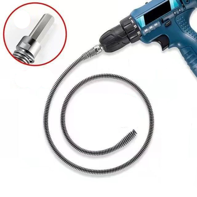 Dây Thông Tắc Cống,Thông Bồn Cầu Lò Xo Thép Mangan Không Gỉ Siêu Bền 3M-20M - Lắp Cùng Máy Khoan Pin