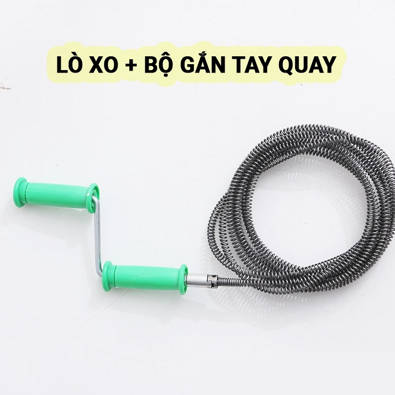 Dây Thông Tắc Cống,Thông Bồn Cầu Lò Xo Thép Mangan Không Gỉ Siêu Bền 3M-20M - Lắp Cùng Máy Khoan Pin