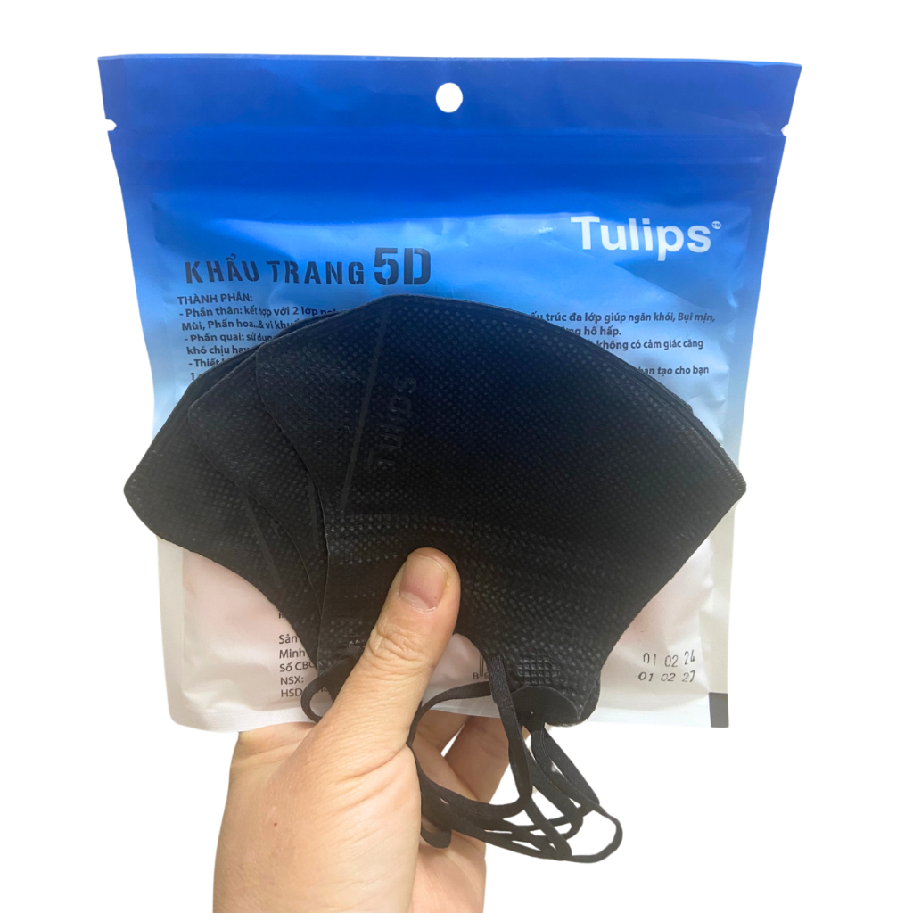 Combo 200 chiếc khẩu trang 5d tulips 3 lớp chống nắng, chống bụi, chống tia uv, kháng khuẩn