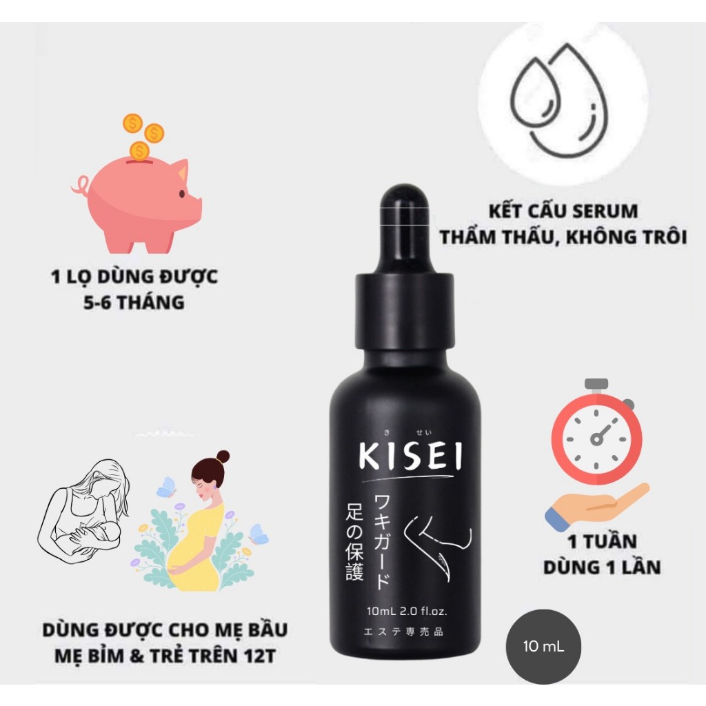 Serum Hôi Nách Kisei Wakiga - Giảm Hôi Nách, Hôi Chân và Sáng Da (Che Tên SP)