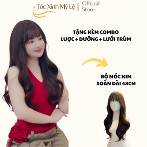 DK02_Tóc giả dệt kim xoăn lơi nguyên đầu [Kèm combo phụ kiện]