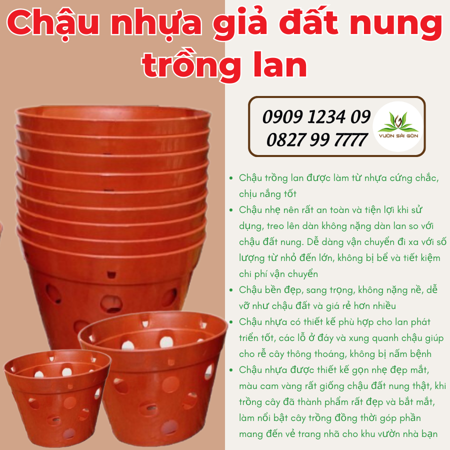 Chậu nhựa giả đất nung trồng lan 12