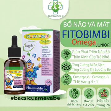 Fitobimbi Omega junior - Omega thực vật- Bổ Sung Omega 3, Omega 6 hỗ trợ phát triển não bộ, tốt cho mắt