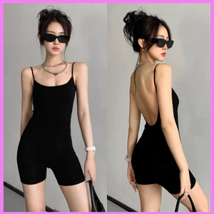 Jumpsuit SẴN MÚT Hai Dây Sợi Mảnh RANSHI Khoét Lưng Sâu Siêu Sexy Bodysuit Chất Thun Tăm Xịn
