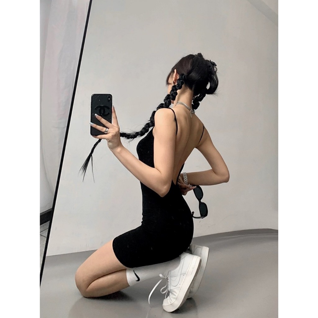 (CÓ SIZE) Jumpsuit SẴN MÚT Hai Dây Sợi Mảnh RANSHI Khoét Lưng Sâu Siêu Sexy Bodysuit Chất Thun Tăm Xịn